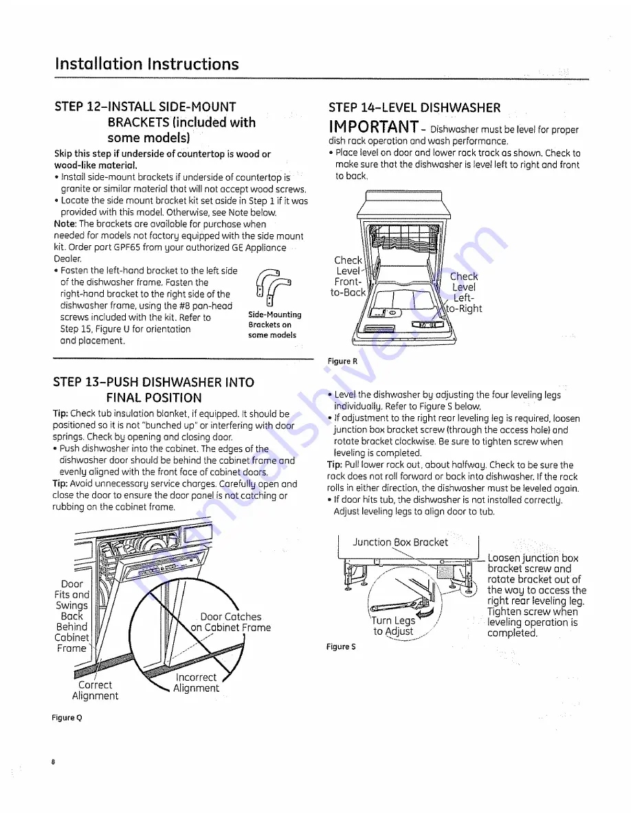 GE Profile PDW7900P Installation Instructions Manual Download Page 8