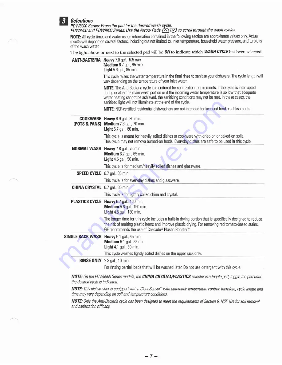 GE Profile PDW8900 Series Technical Service Manual Download Page 6