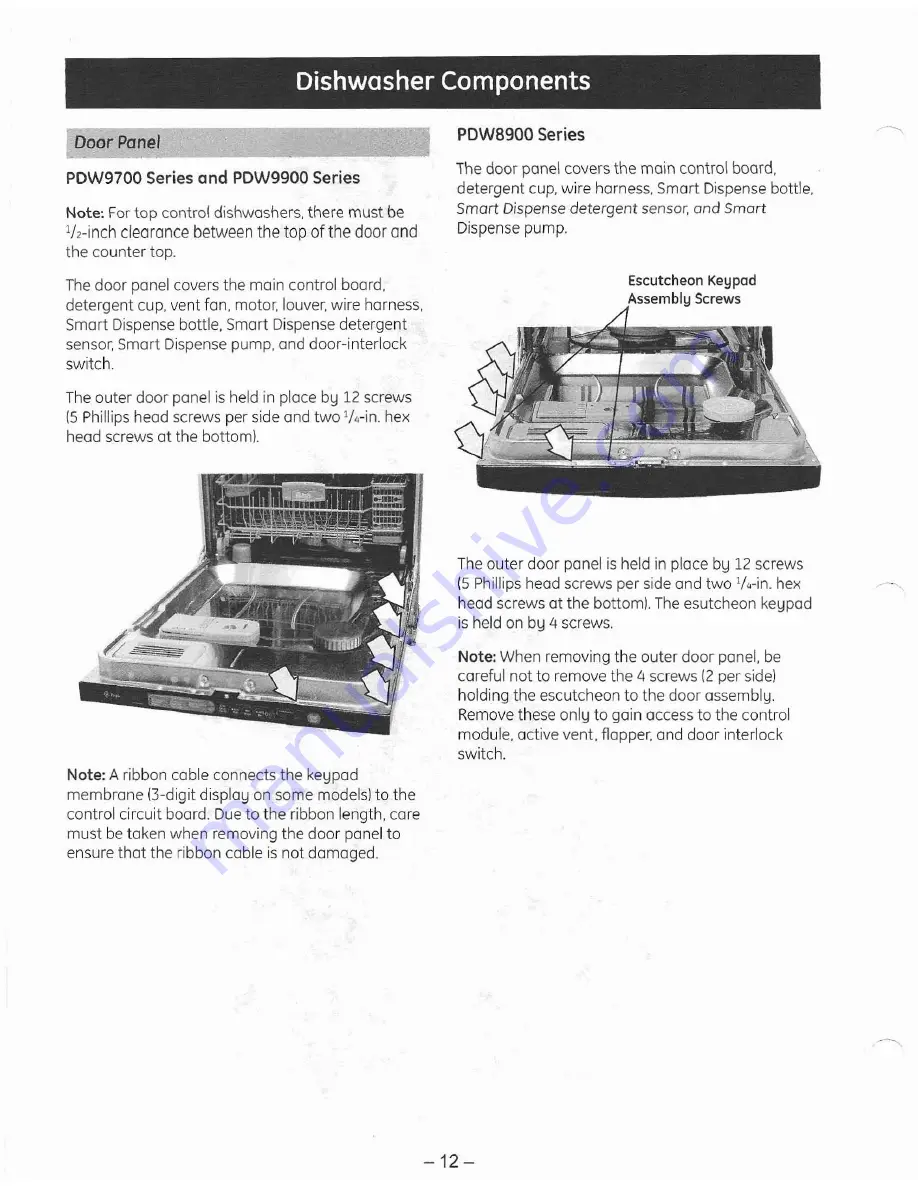 GE Profile PDW8900 Series Technical Service Manual Download Page 11