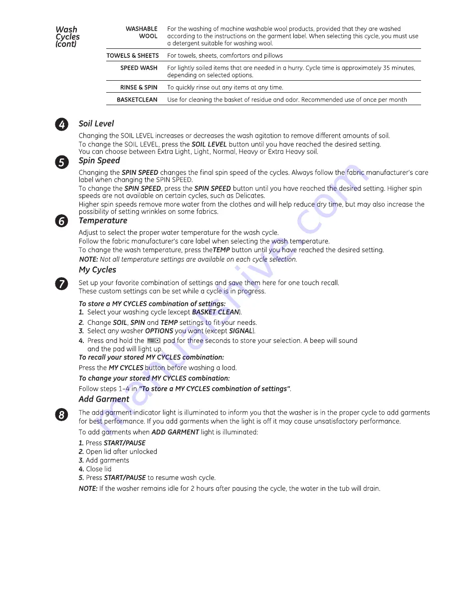 GE Profile PTWN8050MWW Скачать руководство пользователя страница 7