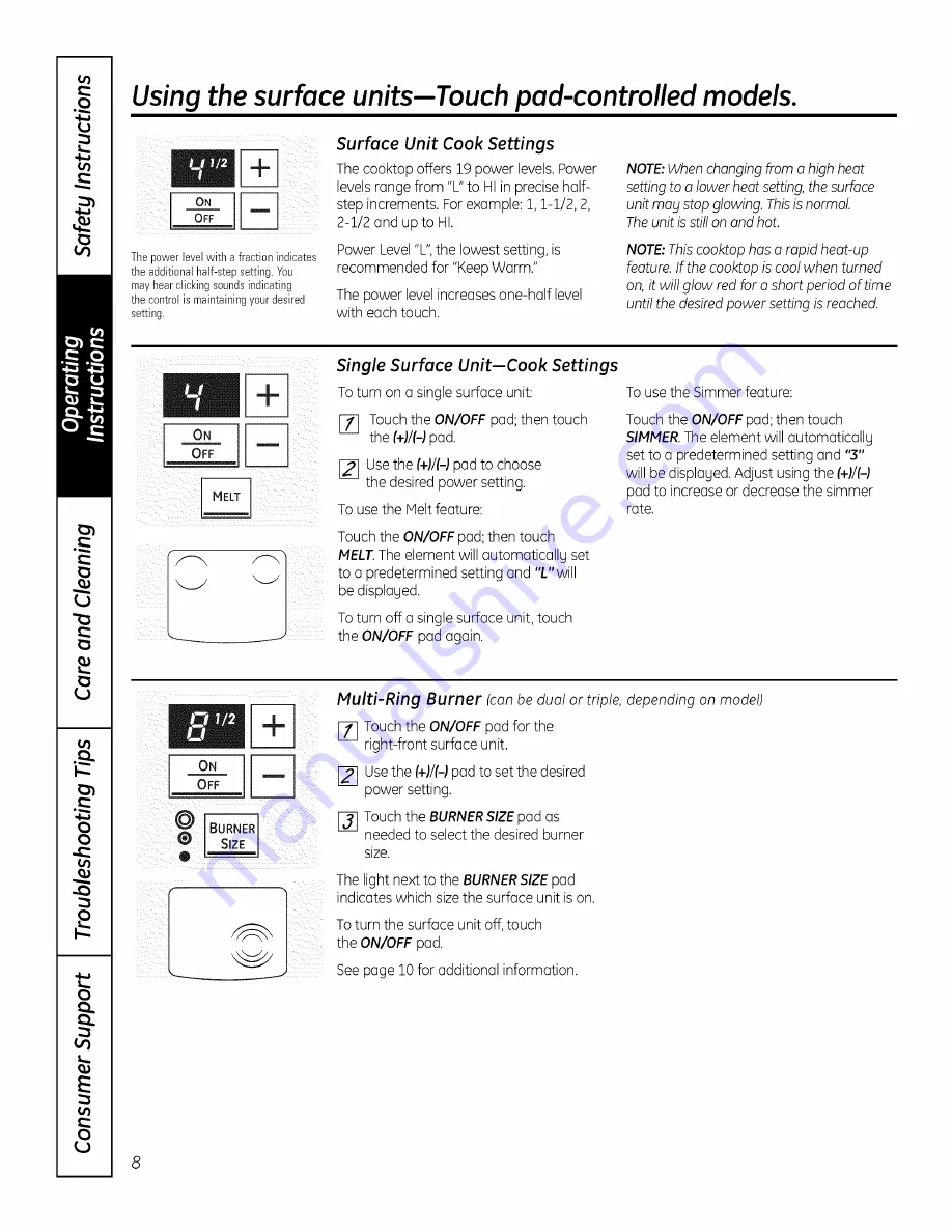 GE PS900DP1BB Owner'S Manual Download Page 8