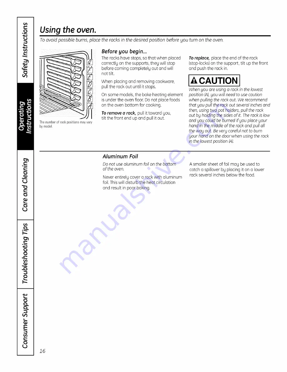 GE PS900DP1BB Owner'S Manual Download Page 16