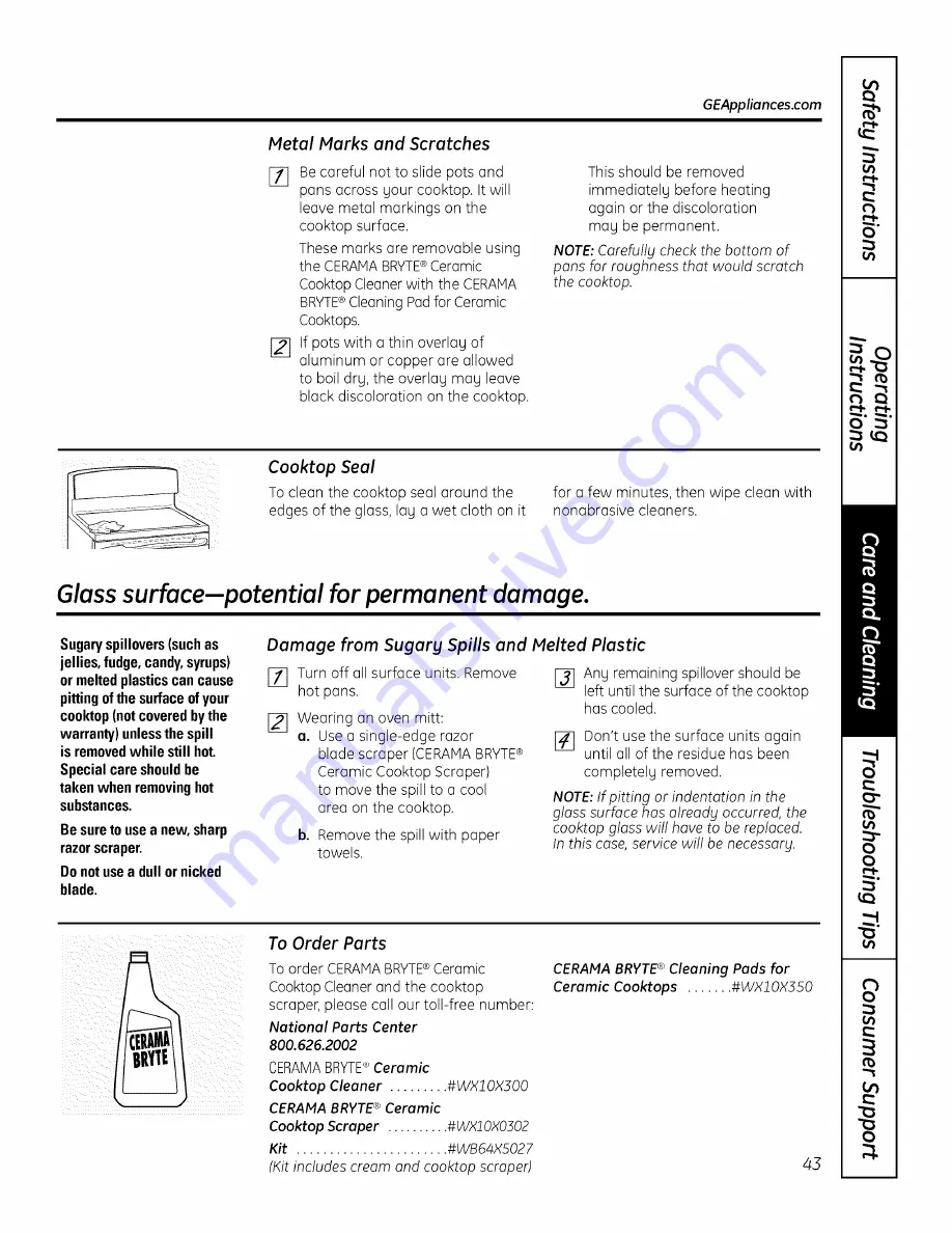 GE PS900DP1BB Owner'S Manual Download Page 43