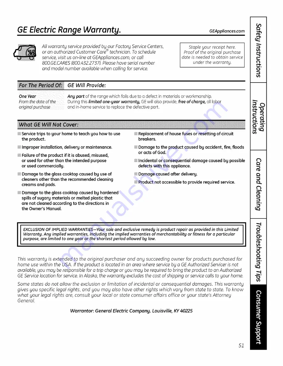 GE PS900DP1BB Owner'S Manual Download Page 51