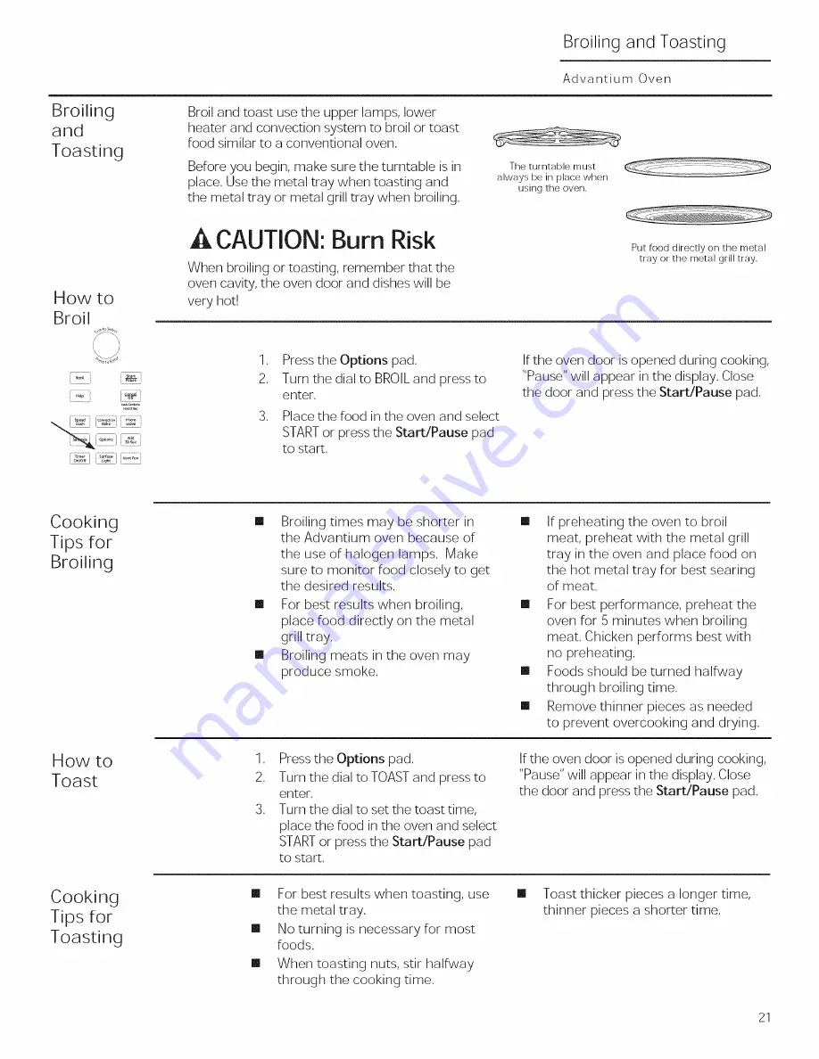 GE PSA9240DF1BB Owner'S Manual Download Page 21