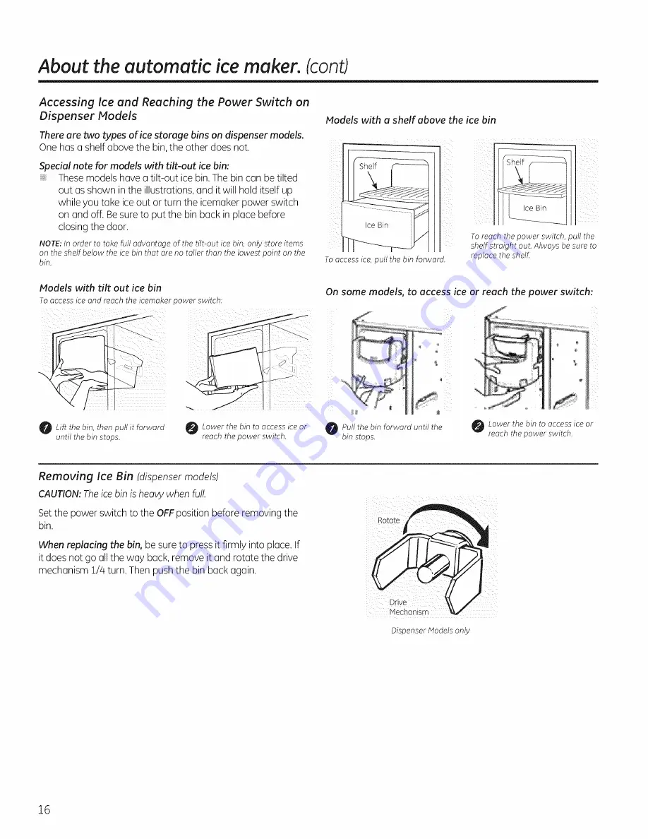 GE PSE26KSEEESS Owner'S Manual And Installation Download Page 16