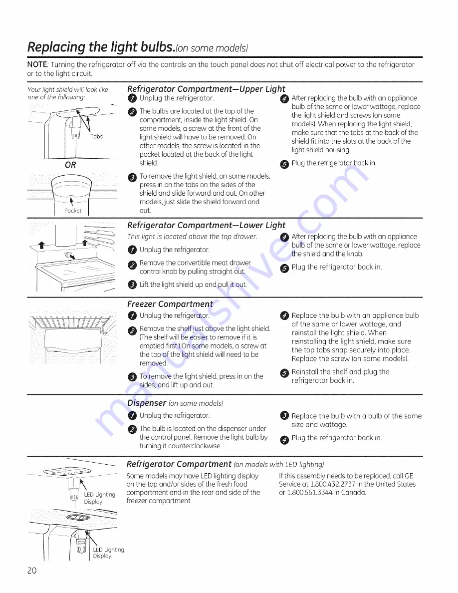 GE PSE26KSEEESS Owner'S Manual And Installation Download Page 20