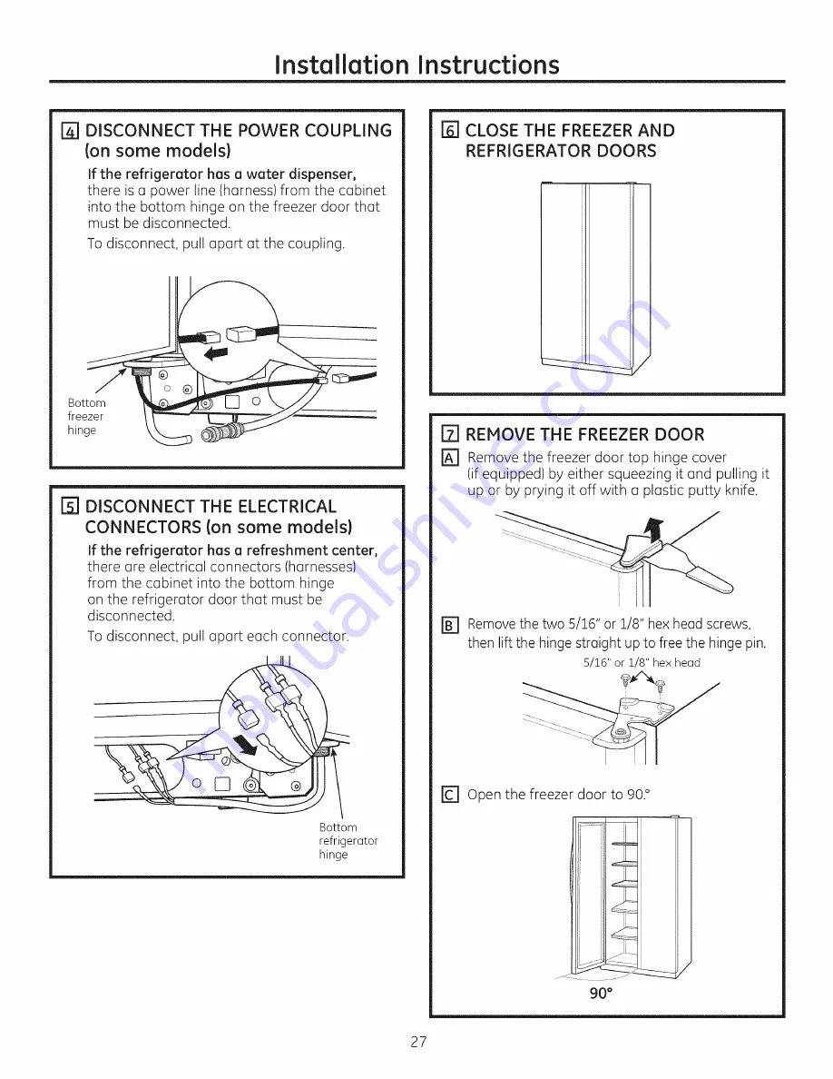 GE PSE26KSEEESS Owner'S Manual And Installation Download Page 27