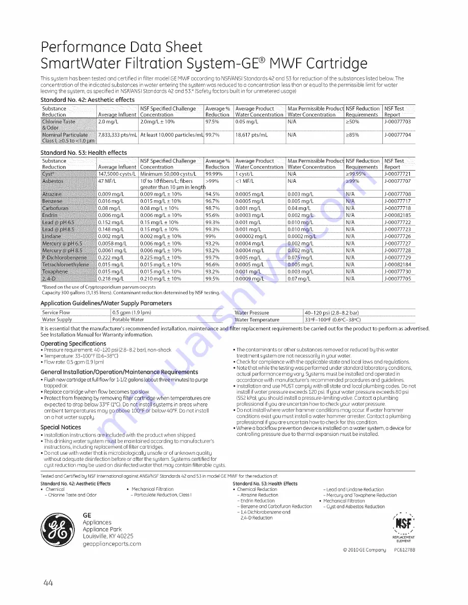 GE PSE26KSEEESS Скачать руководство пользователя страница 44