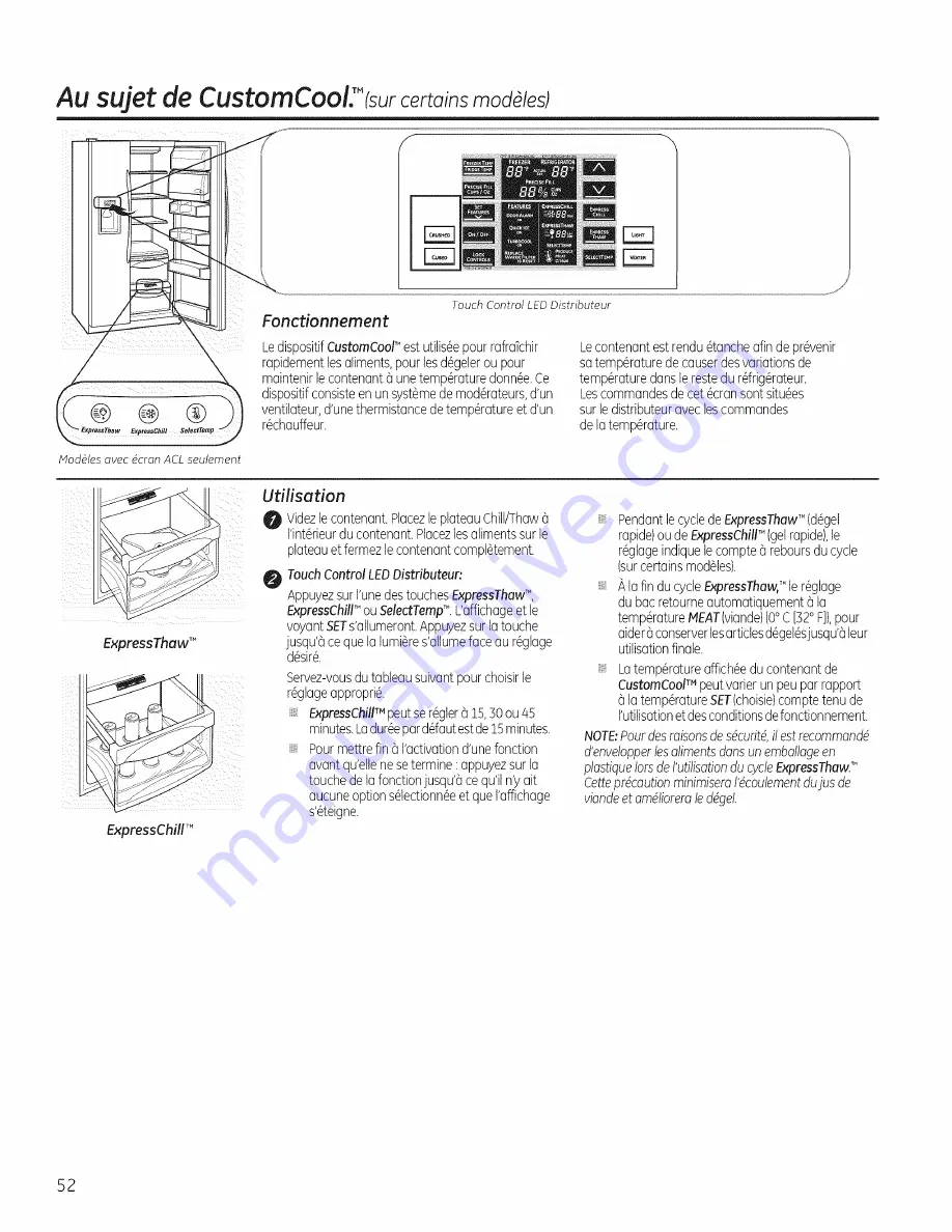 GE PSE26KSEEESS Owner'S Manual And Installation Download Page 52