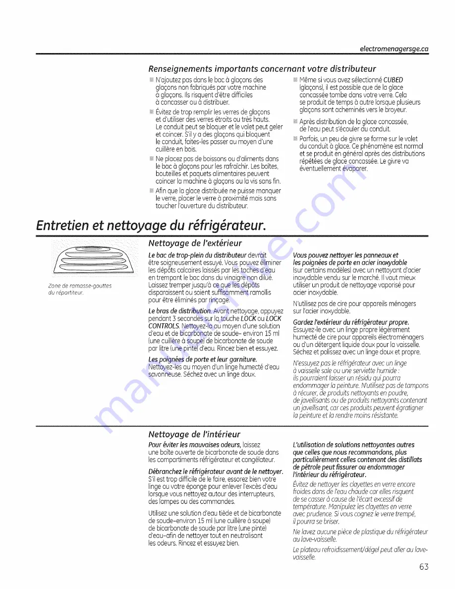 GE PSE26KSEEESS Owner'S Manual And Installation Download Page 63