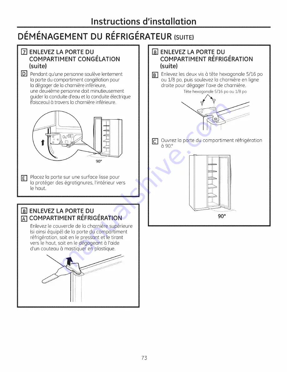 GE PSE26KSEEESS Owner'S Manual And Installation Download Page 73