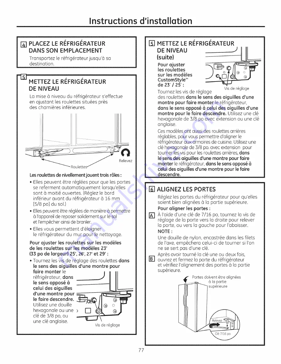 GE PSE26KSEEESS Owner'S Manual And Installation Download Page 77