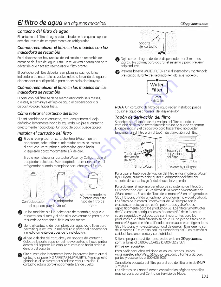 GE PSE26KSEEESS Owner'S Manual And Installation Download Page 101