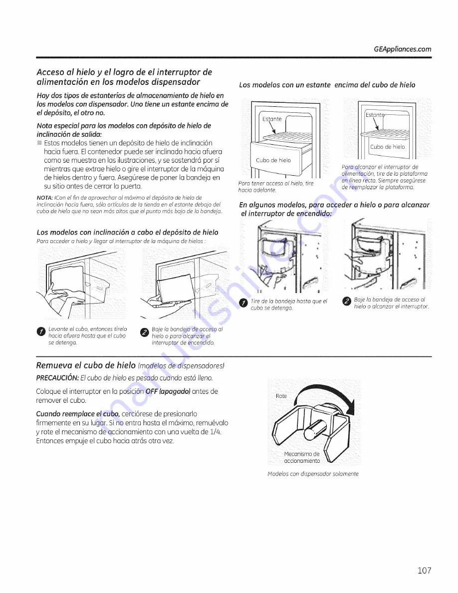 GE PSE26KSEEESS Owner'S Manual And Installation Download Page 107