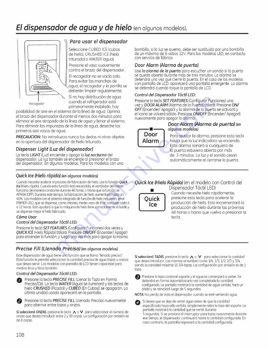 GE PSE26KSEEESS Owner'S Manual And Installation Download Page 108