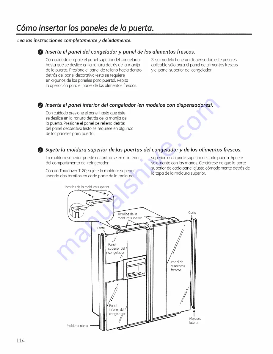 GE PSE26KSEEESS Owner'S Manual And Installation Download Page 114