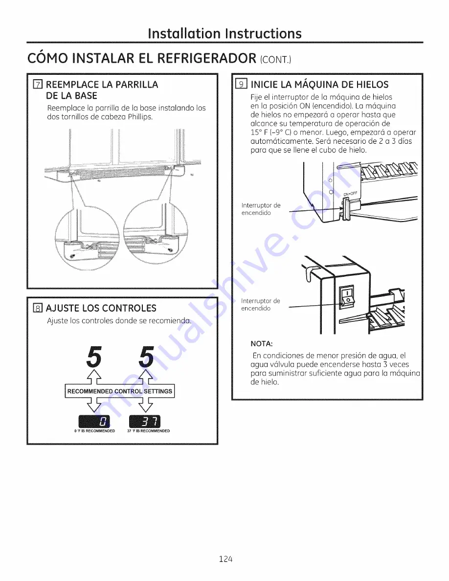 GE PSE26KSEEESS Owner'S Manual And Installation Download Page 124