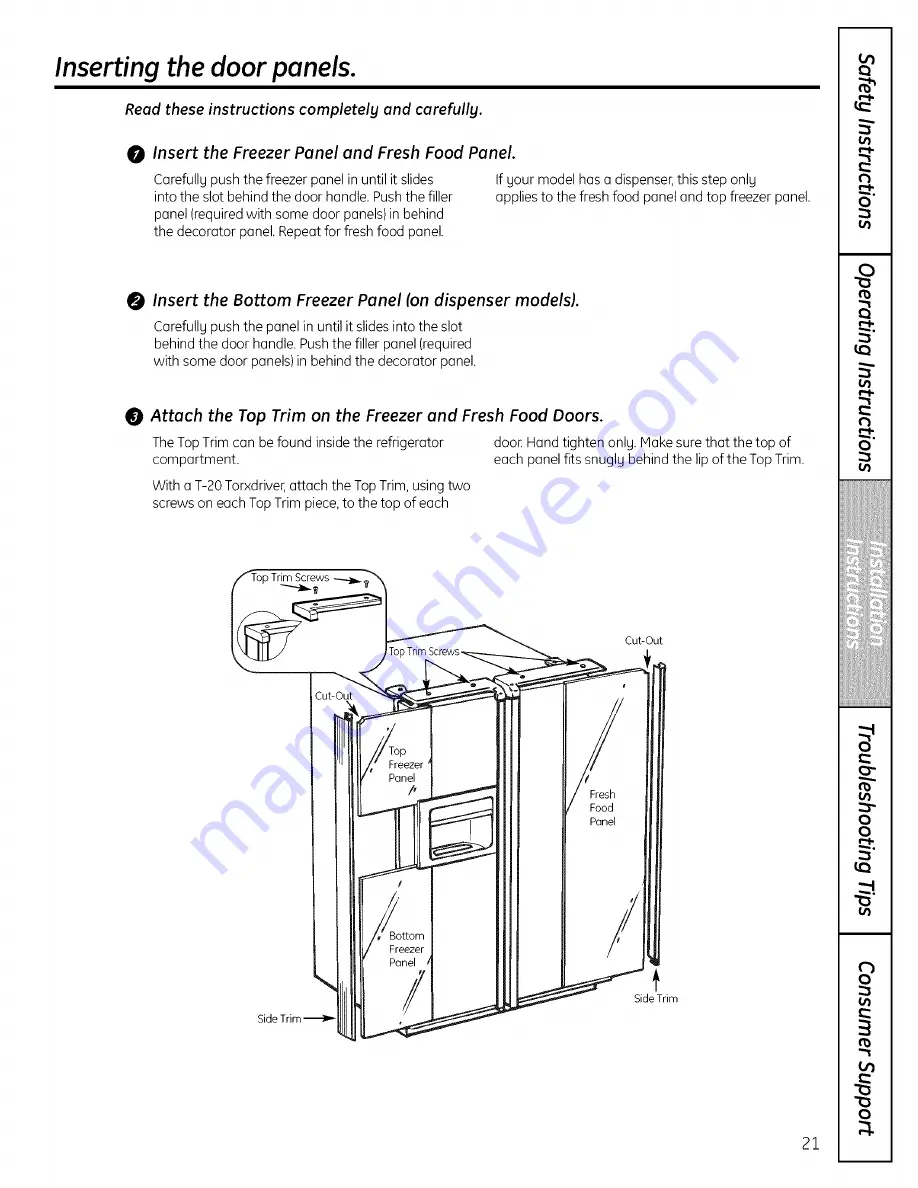 GE PSHF6TGXCDBB and Owner'S Manual And Installation Download Page 21