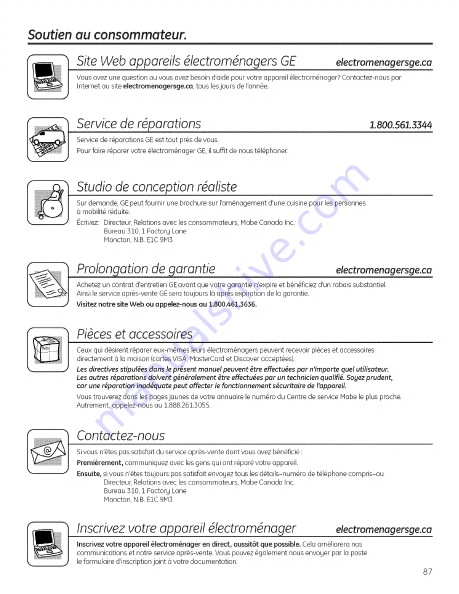 GE PSHF6TGXCDBB and Owner'S Manual And Installation Download Page 87