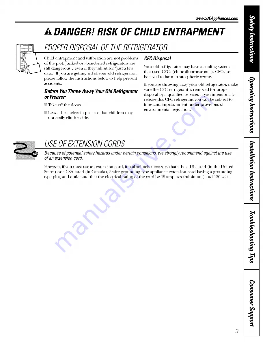 GE PSI23MCLABB and Owner'S Manual And Installation Download Page 3