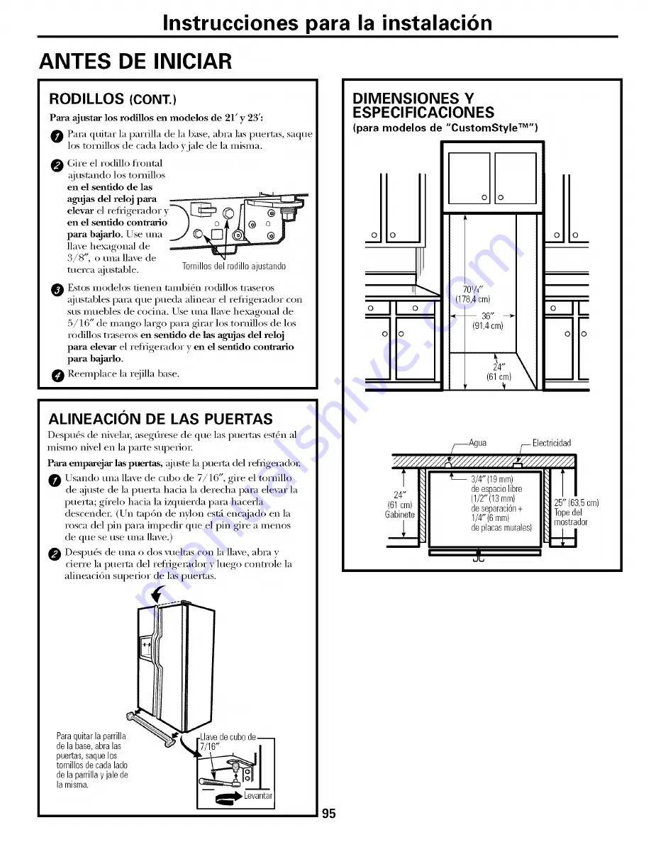 GE PSI23MCLABB and Owner'S Manual And Installation Download Page 95