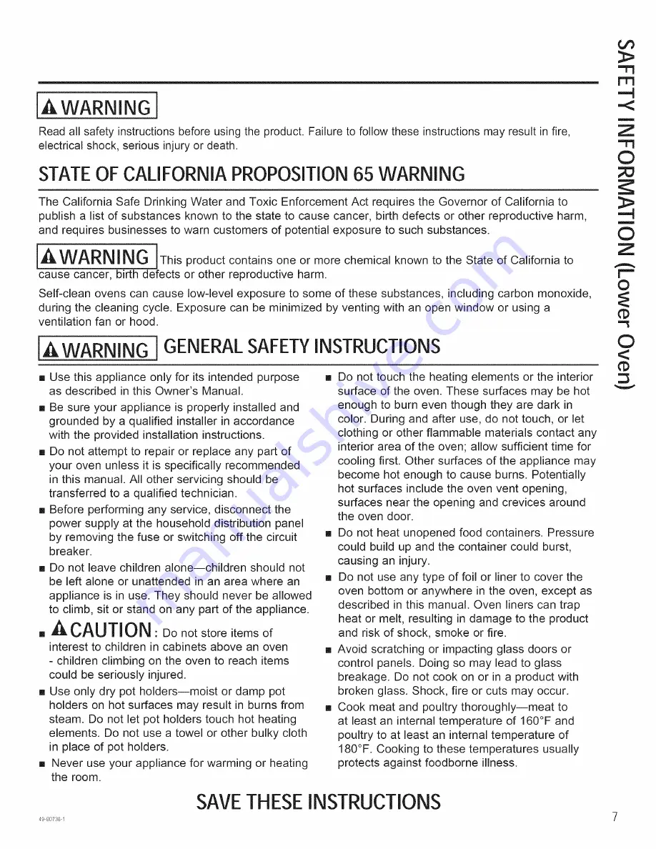 GE PT7800DH1BB Owner'S Manual Download Page 7