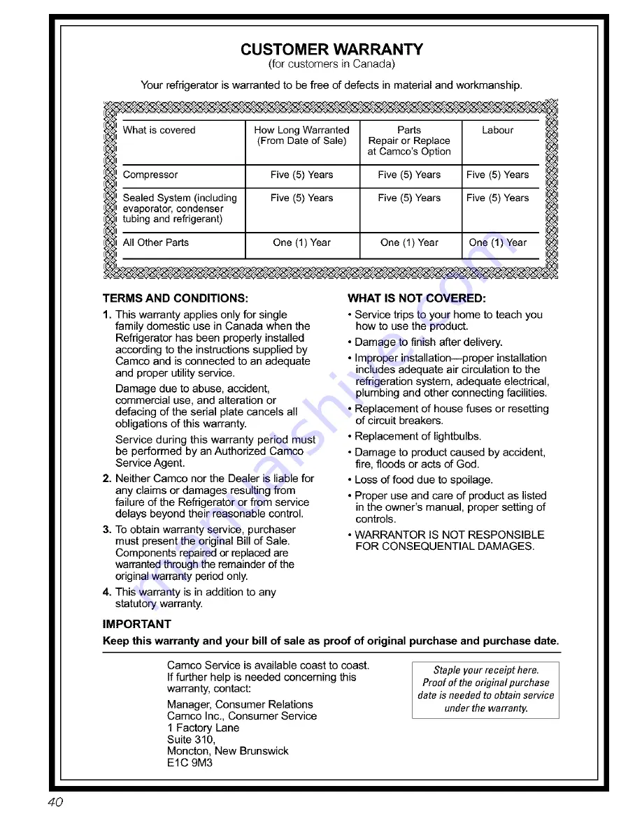 GE PTC22MFMALBB and Owner'S Manual And Installation Download Page 40