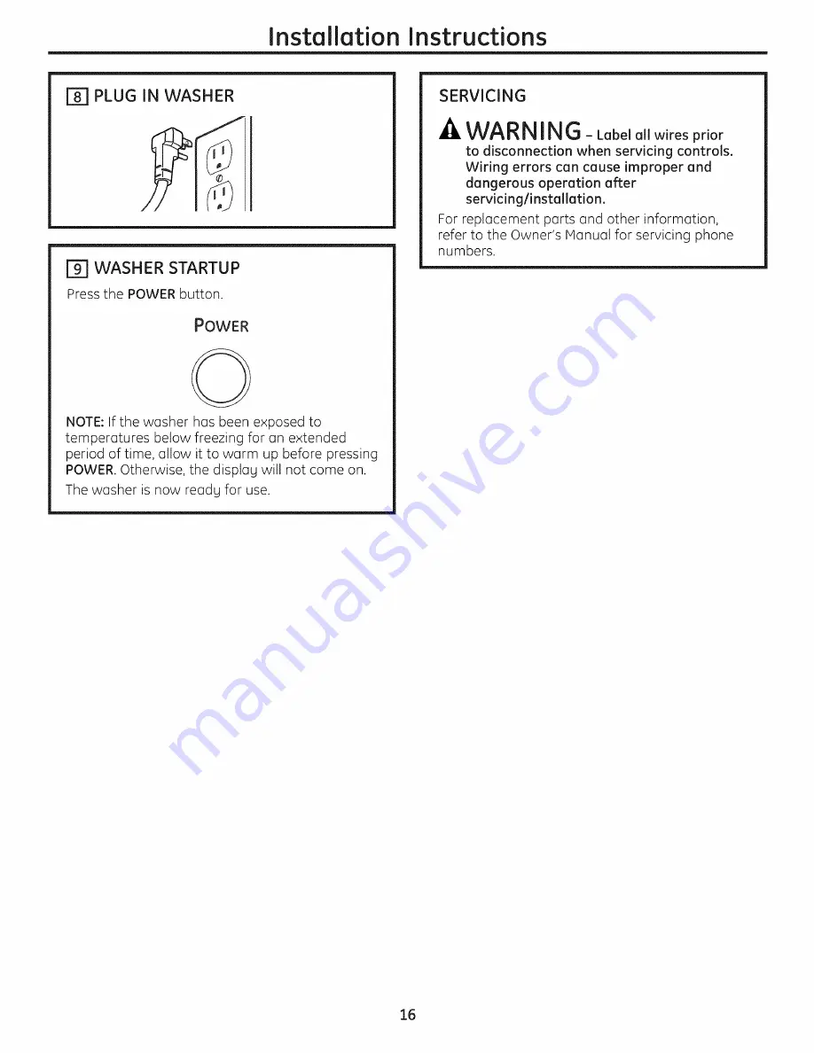 GE PTWN8050M0WW and Скачать руководство пользователя страница 16