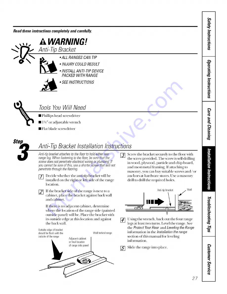 GE RGA520EW4 Owner'S Manual Download Page 27