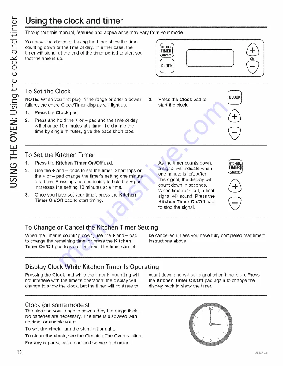 GE RGB518PCH1CT Owner'S Manual Download Page 12