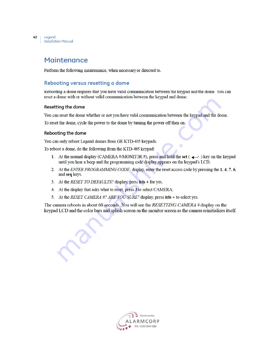 GE Security Lend Camera Installation Manual Download Page 48