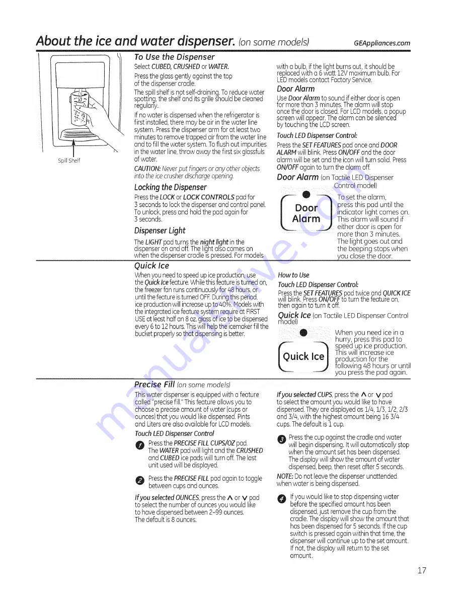 GE SIDE-BY-SIDE REFRIRATOR 22 Owners And Installation Manual Download Page 17