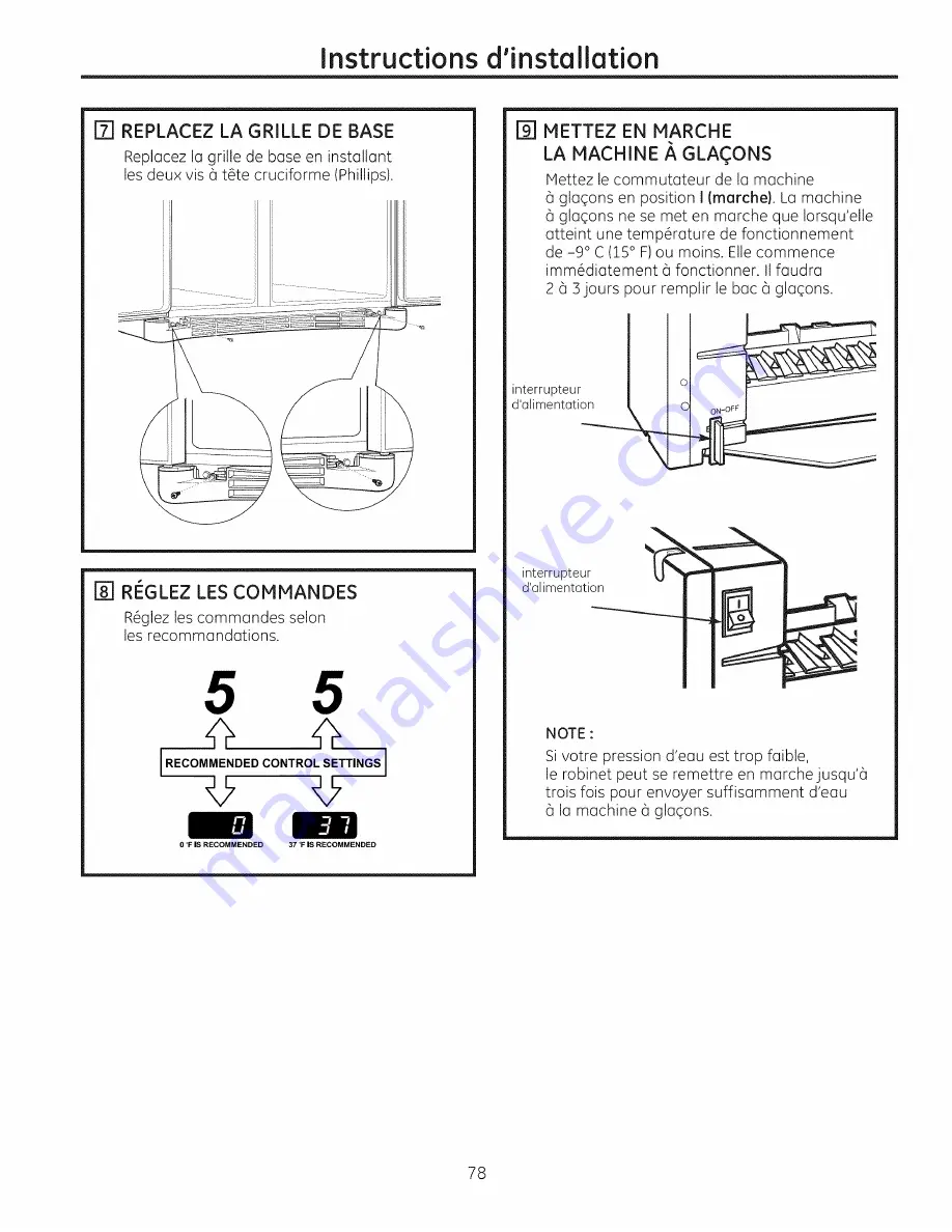 GE SIDE-BY-SIDE REFRIRATOR 22 Owners And Installation Manual Download Page 78