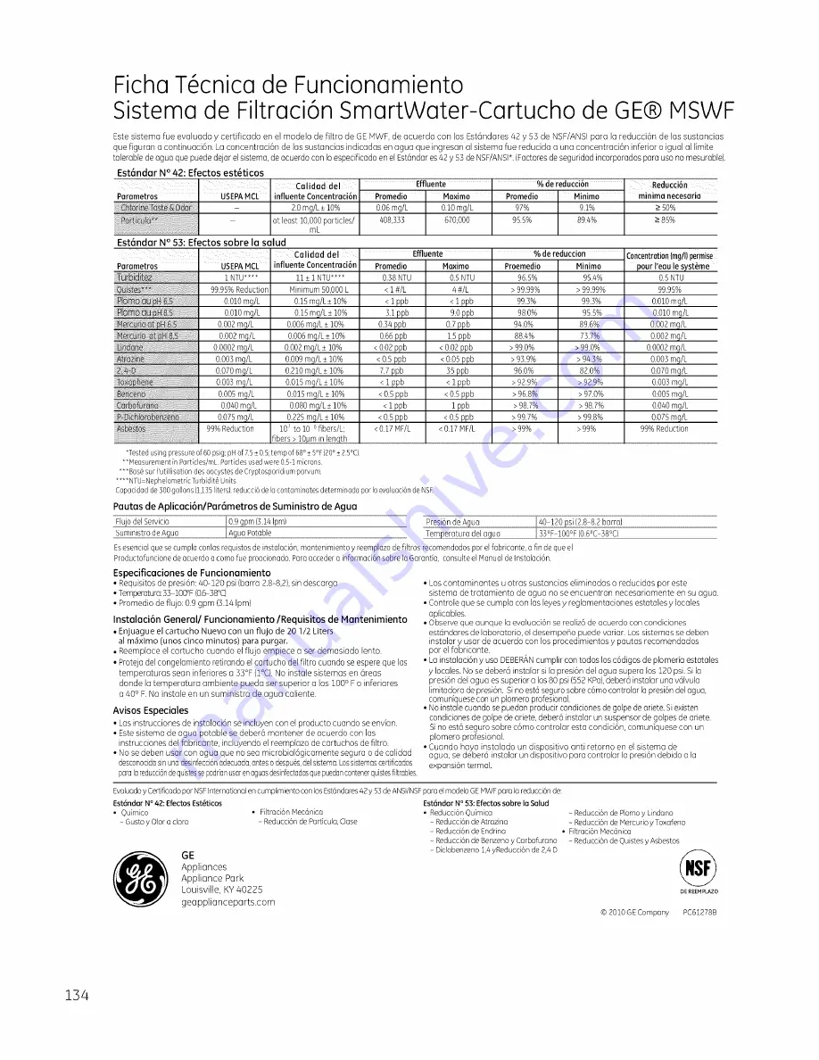 GE SIDE-BY-SIDE REFRIRATOR 22 Скачать руководство пользователя страница 134