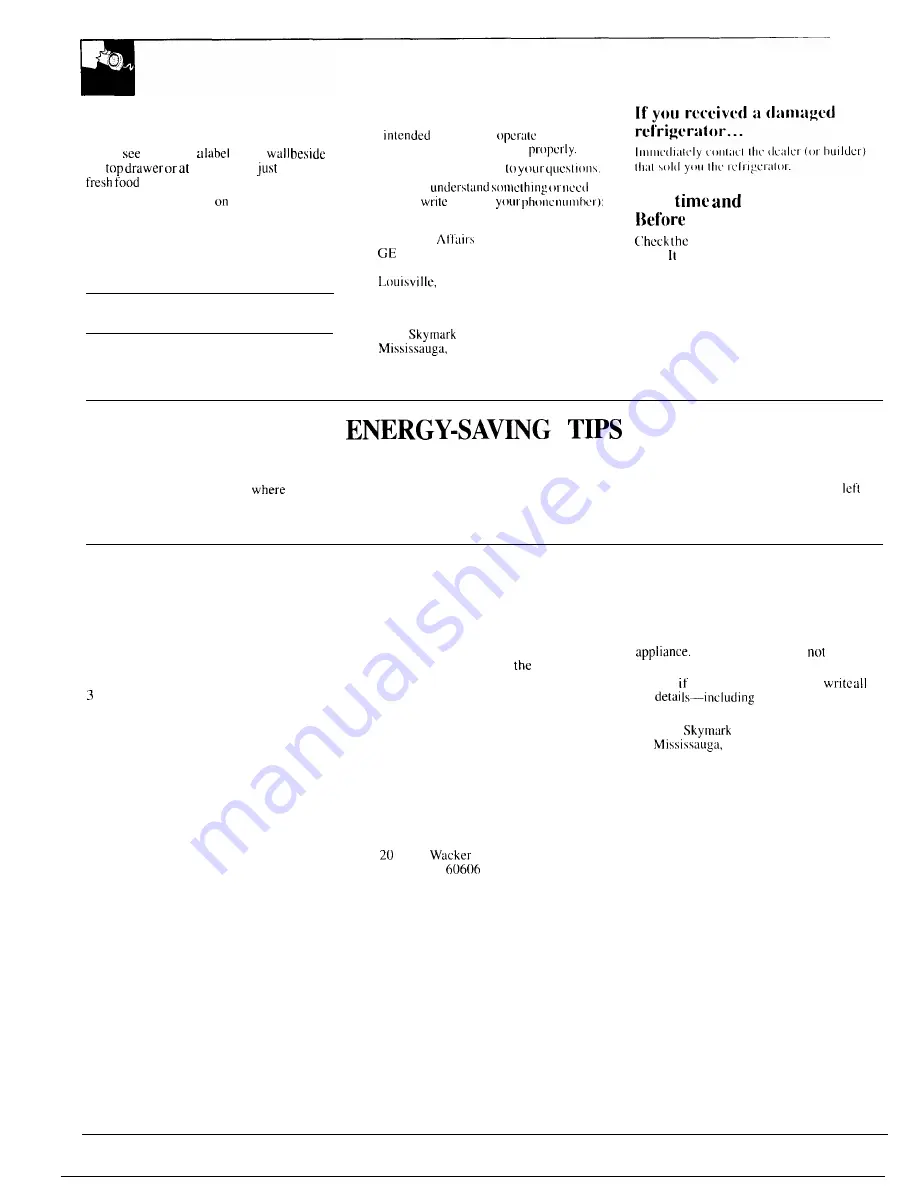 GE SidebySide2Q2224 Use And Care And Installation Manual Download Page 2