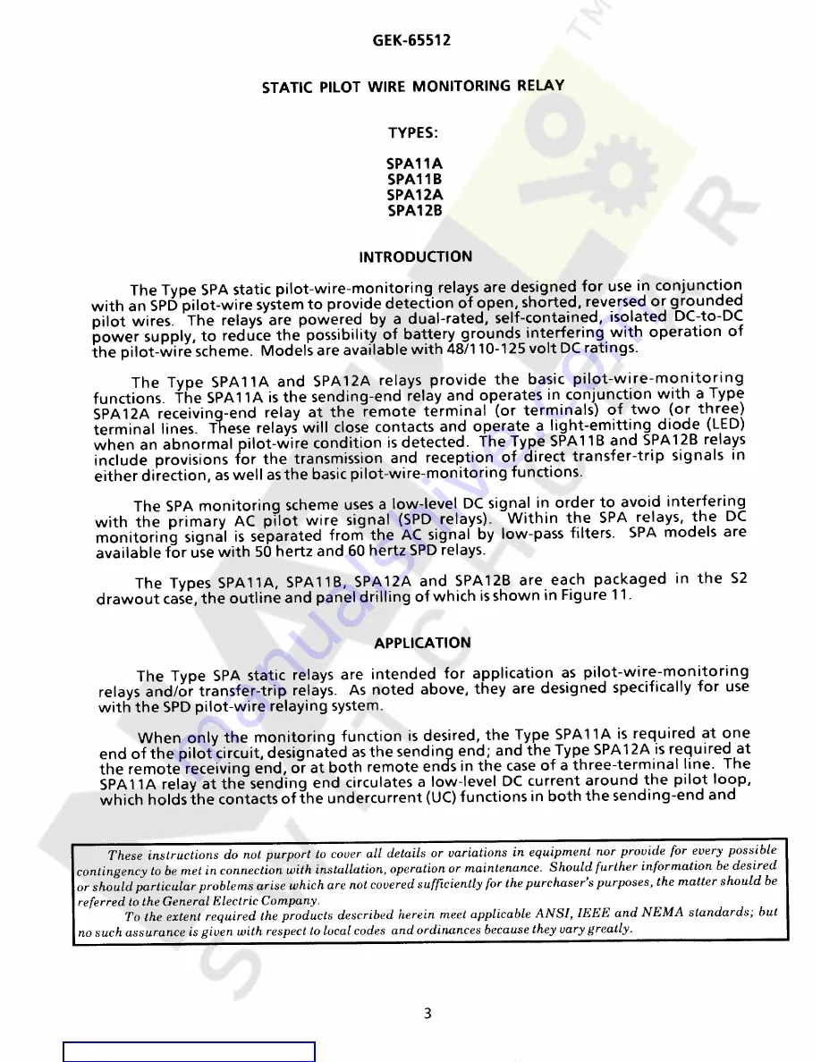 GE SPA11A Скачать руководство пользователя страница 3