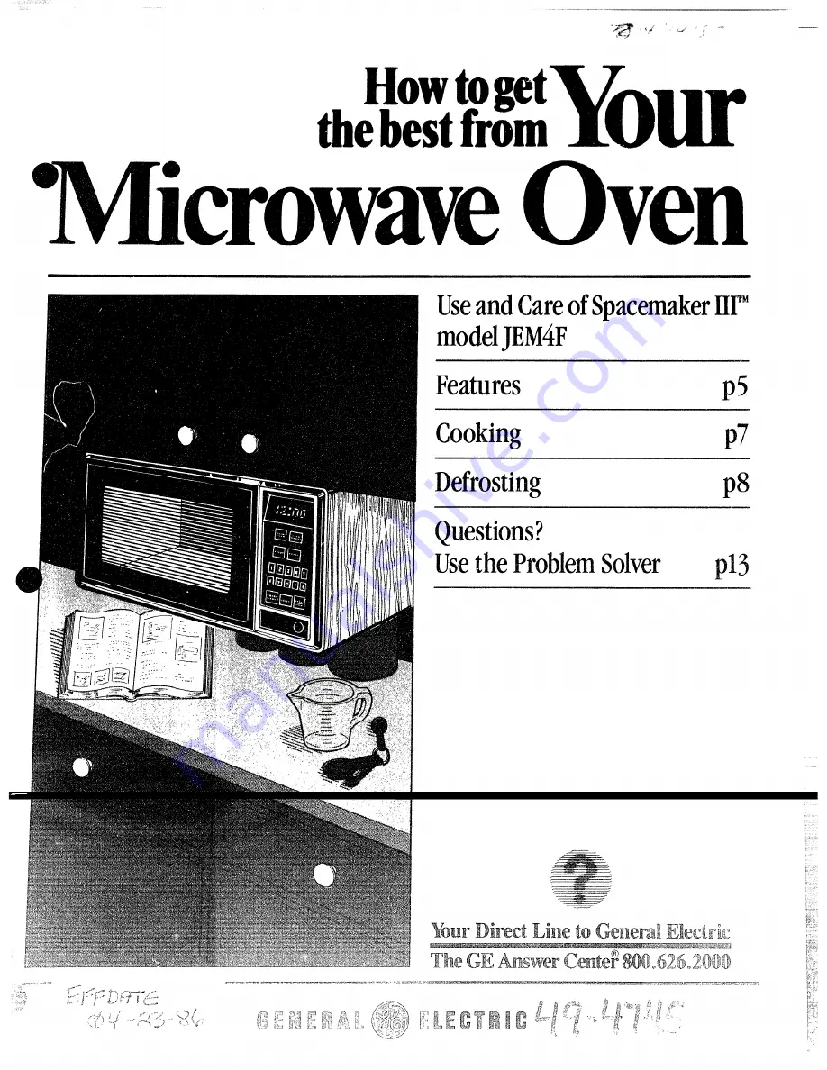 GE Spacemaker-3 JEM4F Use And Care Manual Download Page 1