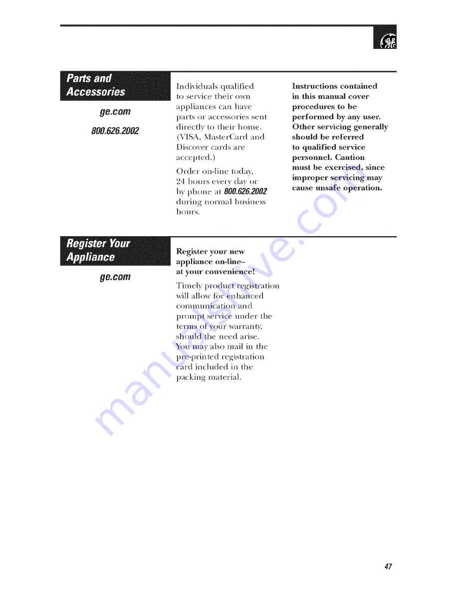 GE Spacemaker EVM1750 Owner'S Manual Download Page 143