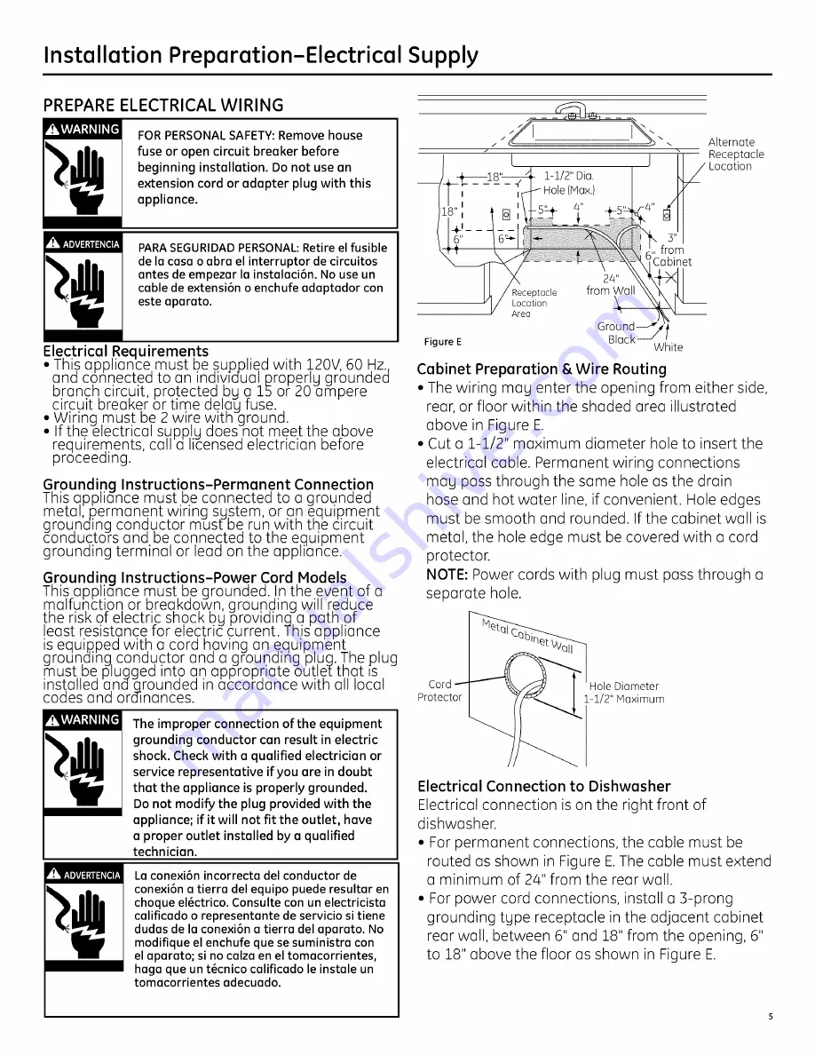 GE Spacemaker GSM2200V00BB Installation Instructions Manual Download Page 5