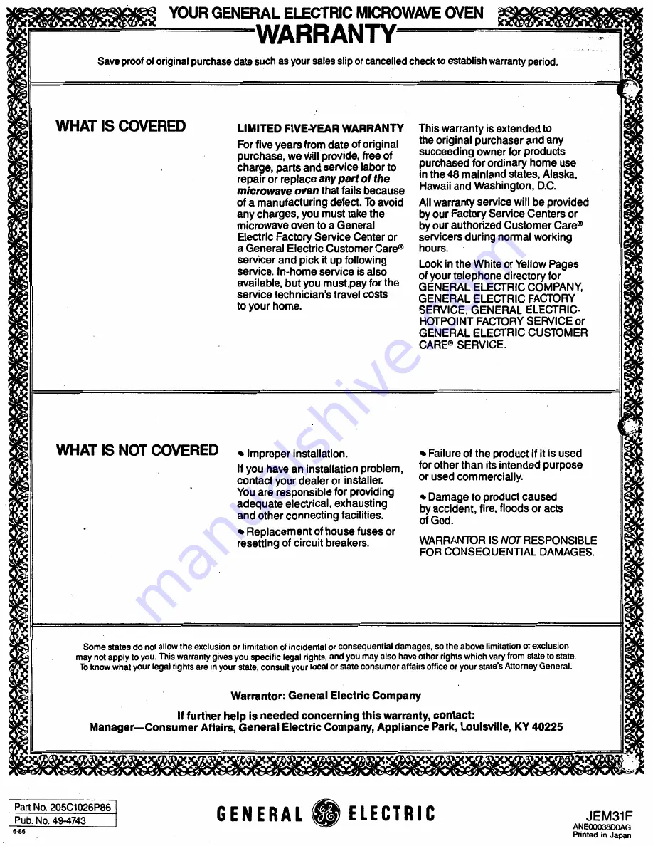 GE Spacemaker II JEM31F Use And Care Manual Download Page 22