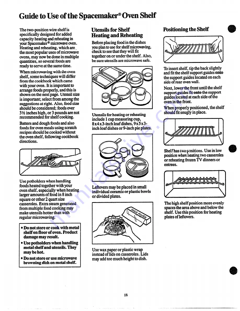 GE Spacemaker JVM140 Use And Care Manual Download Page 18