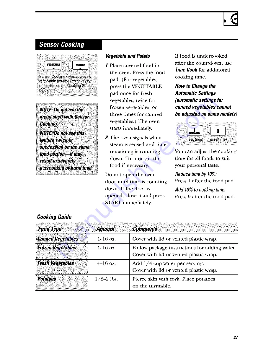 GE Spacemaker JVM1650 Owner'S Manual Download Page 27