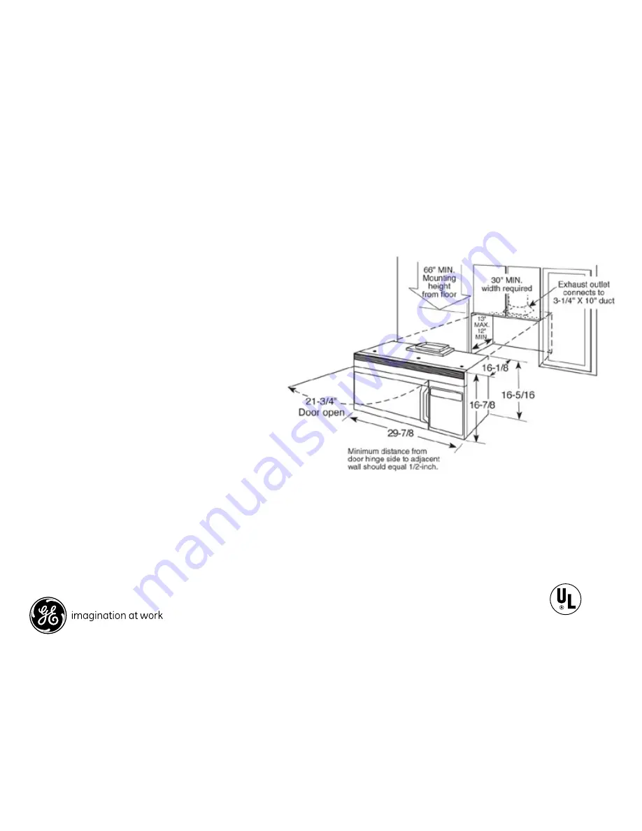 GE Spacemaker JVM1810DSWW Dimensions And Installation Information Download Page 1