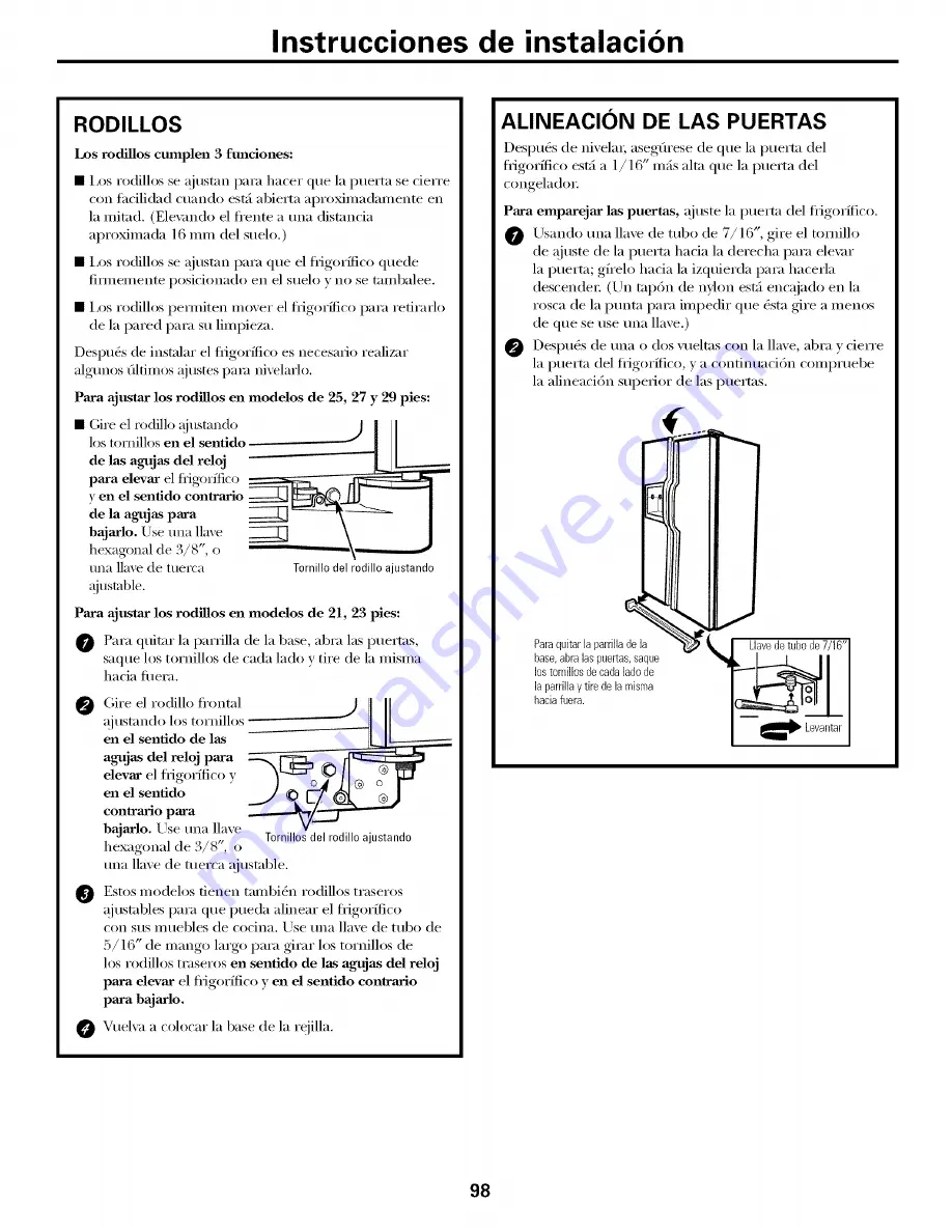 GE SSL27RGRABS and Owner'S Manual And Installation Download Page 98