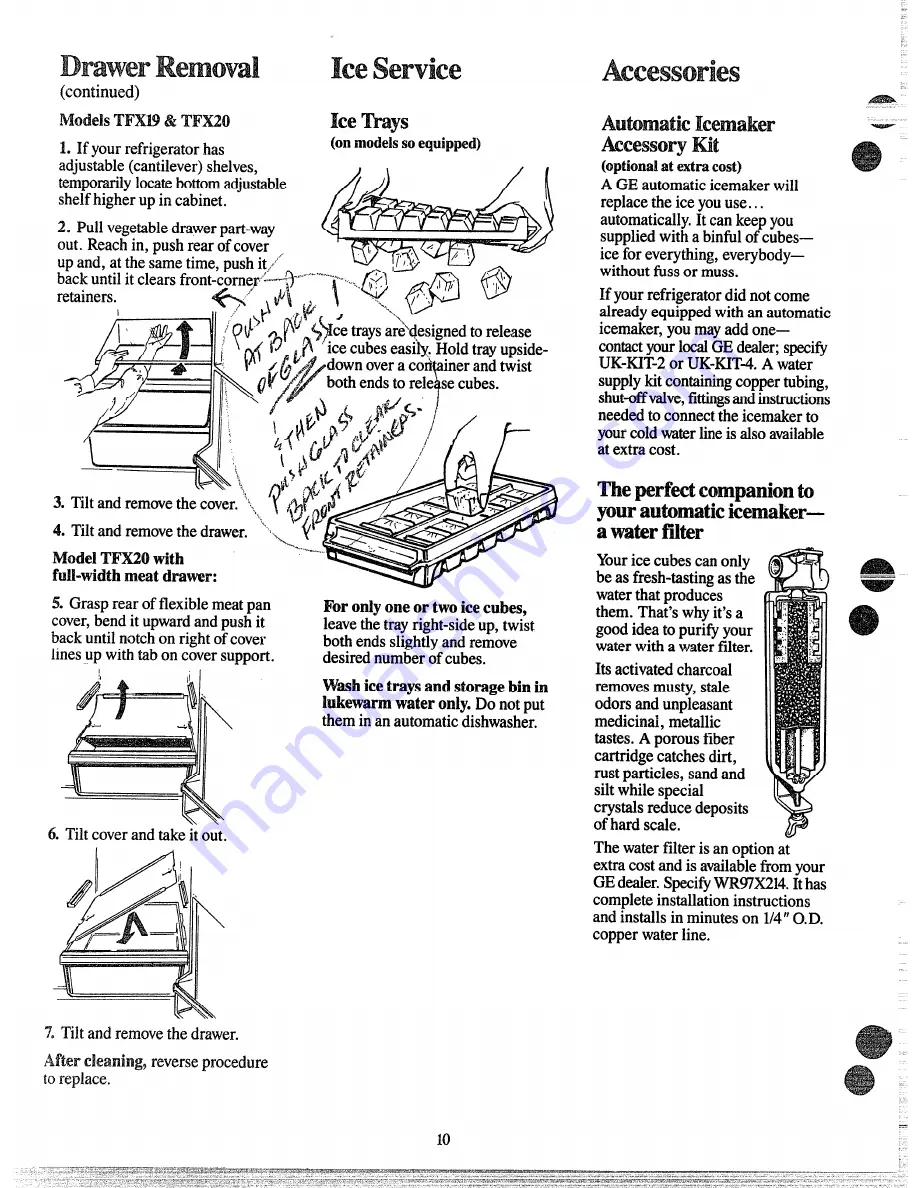 GE TFF19AD Use And Care Manual Download Page 10