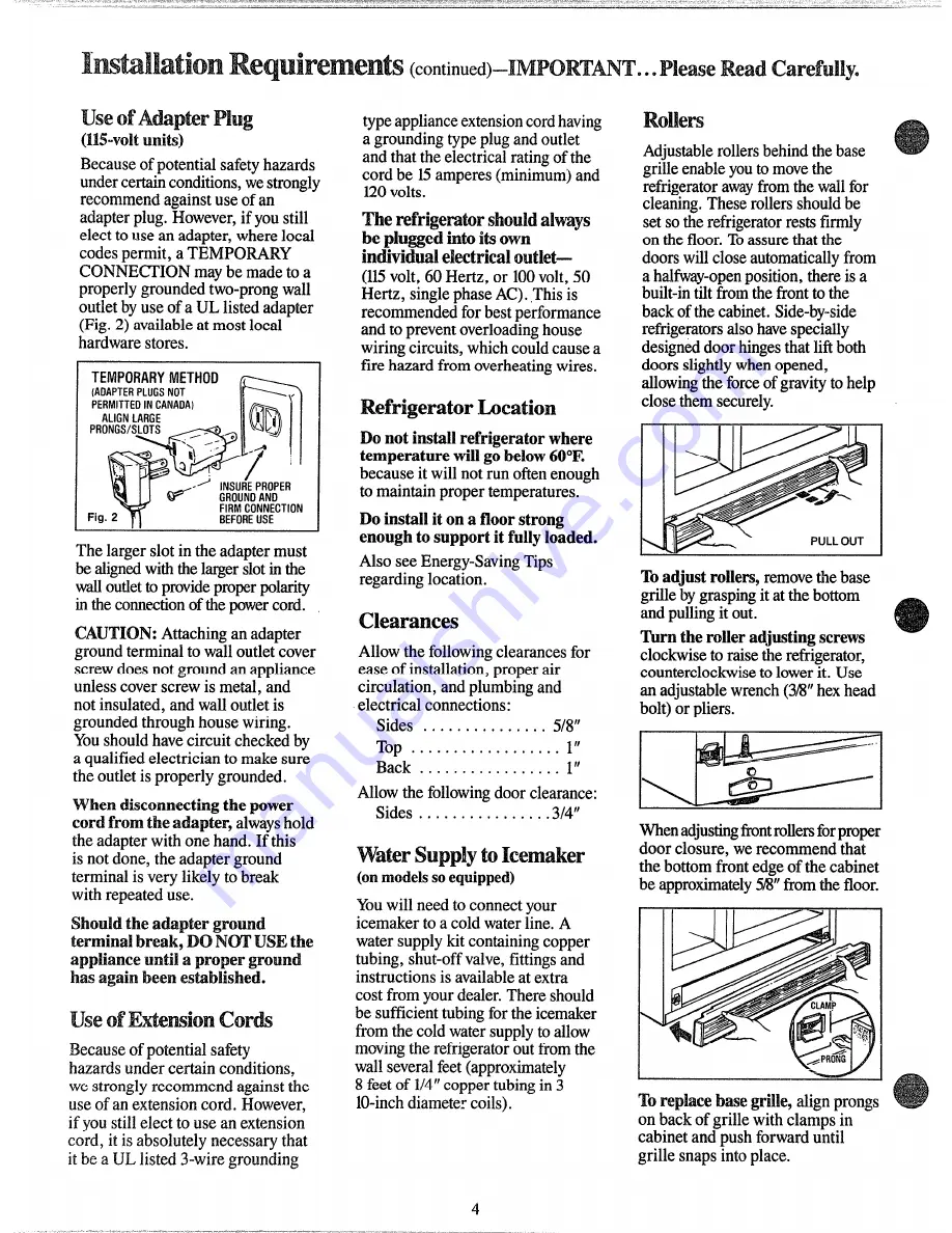 GE TFX19 Use And Care Manual Download Page 4