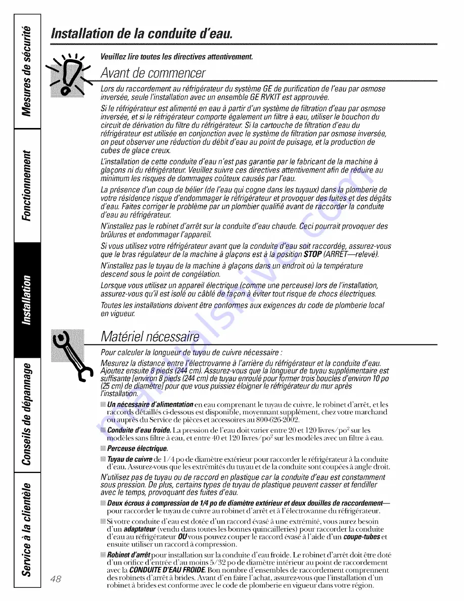 GE TFX25PRB Owner'S Manual Download Page 48