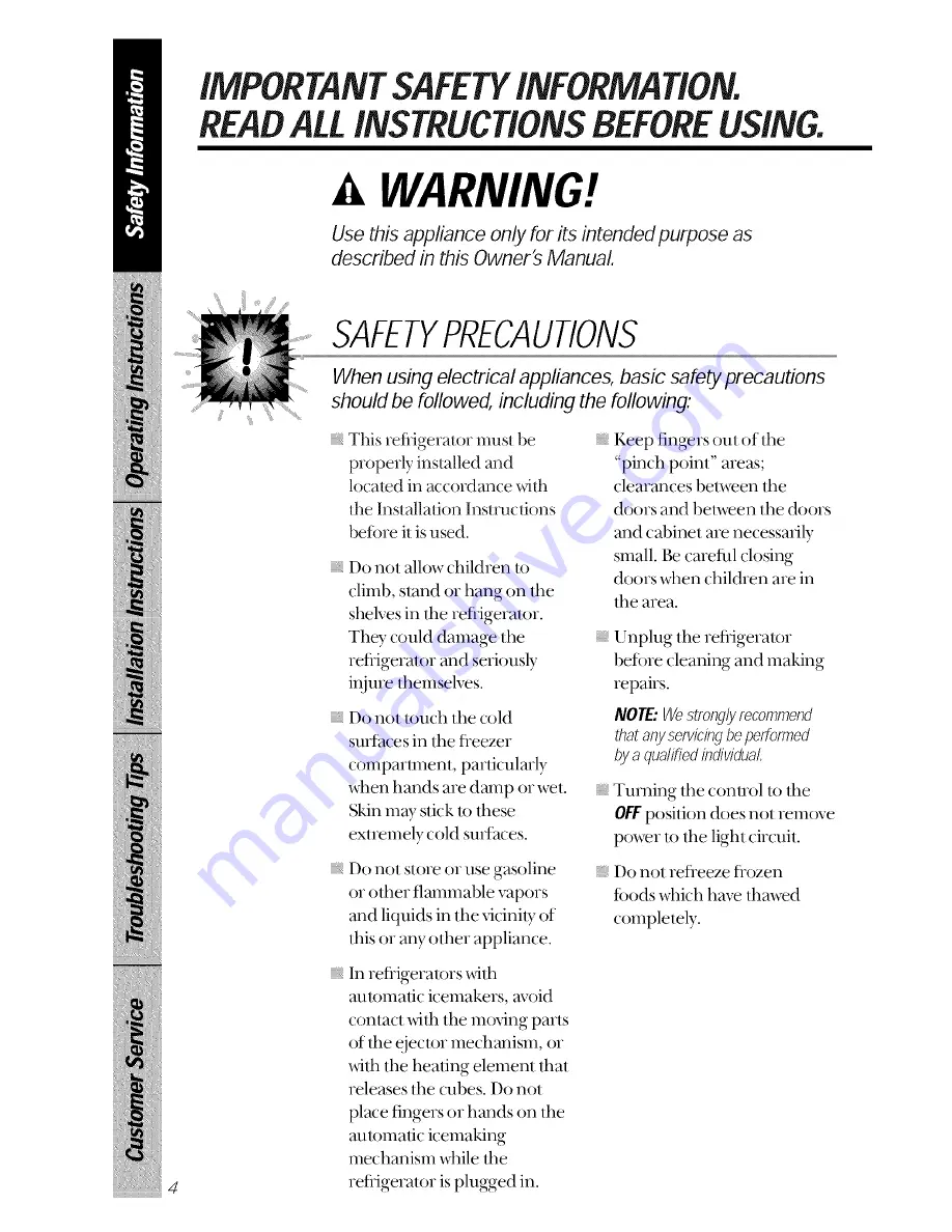 GE TPX21PRXDAA Owner'S Manual Download Page 4