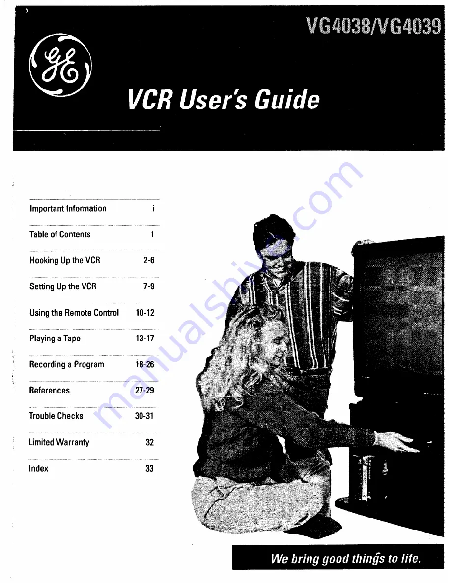 GE VG4038/ VG4039 User Manual Download Page 1